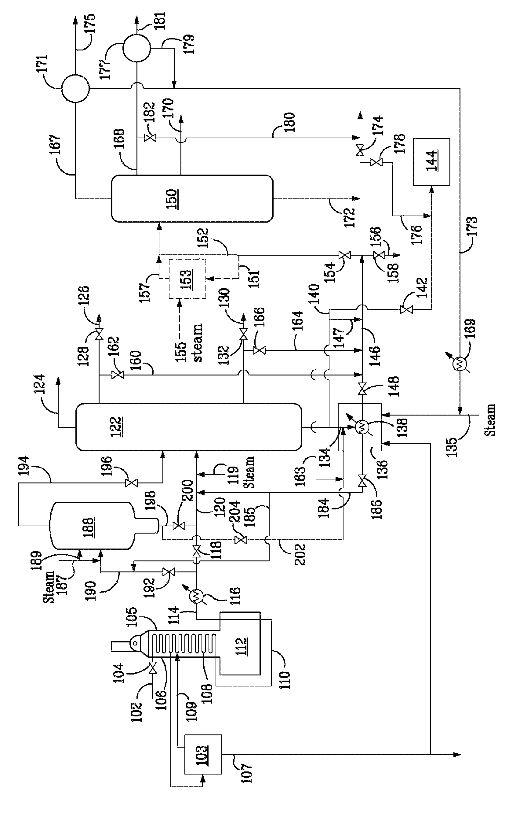 Process and apparatus for upgrading steam cracker tar-containing effluent using steam