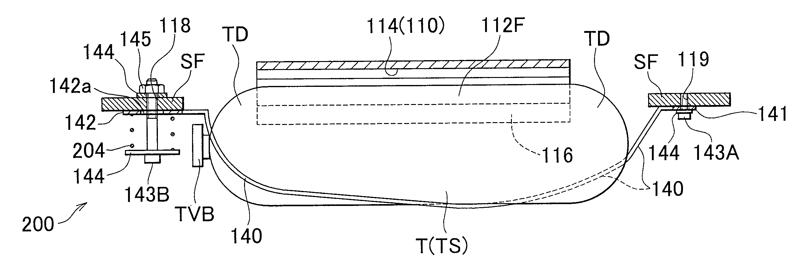 Tank holding mechanism for gas tank and vehicle in which gas tank is mounted using the same