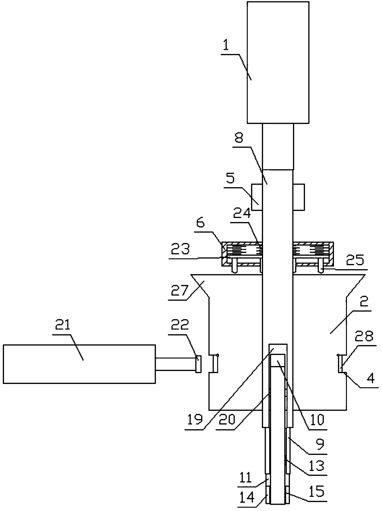 Raw material block crushing device