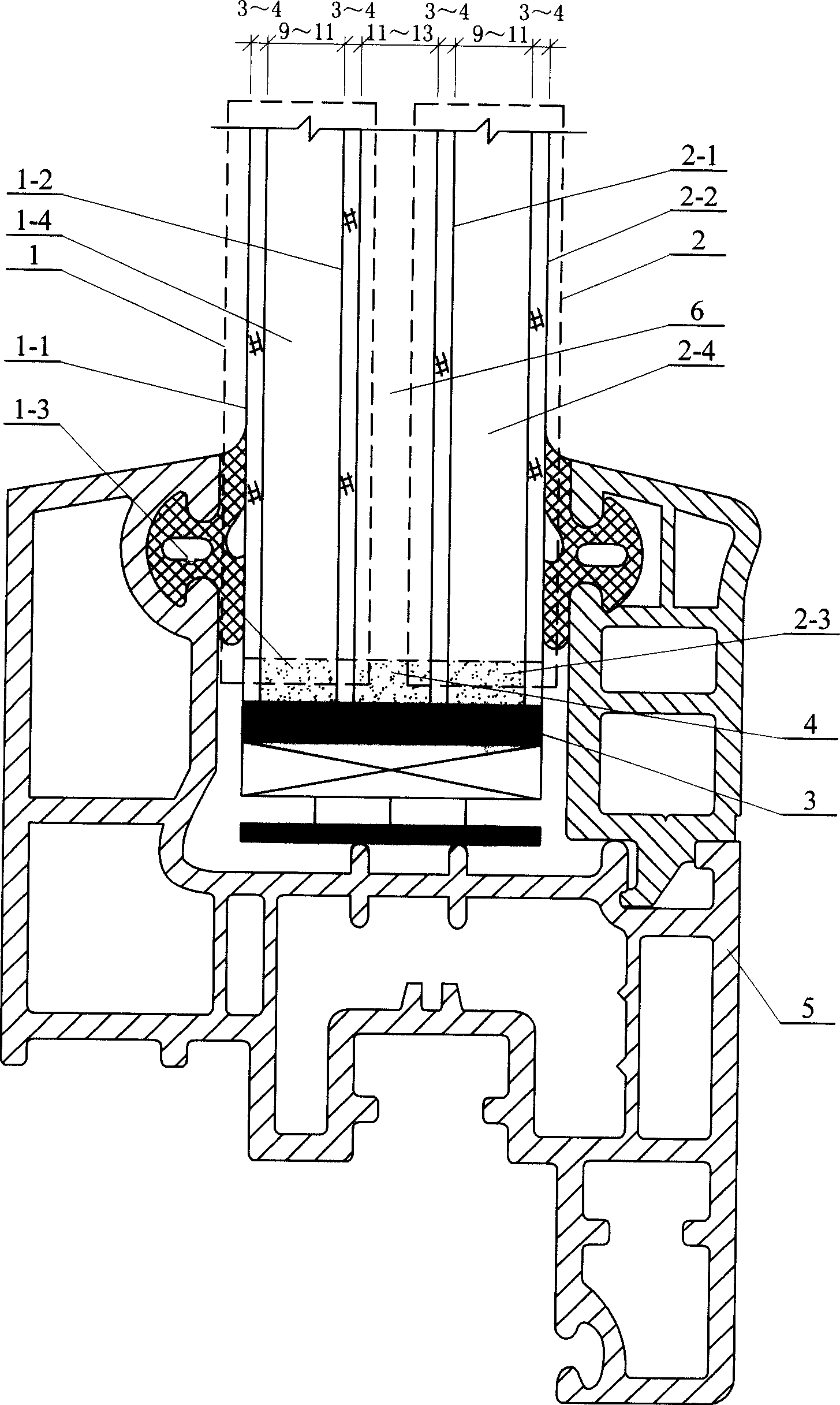 Double hollow glass lighting window with an organic glass fiber reinforced plastic frame