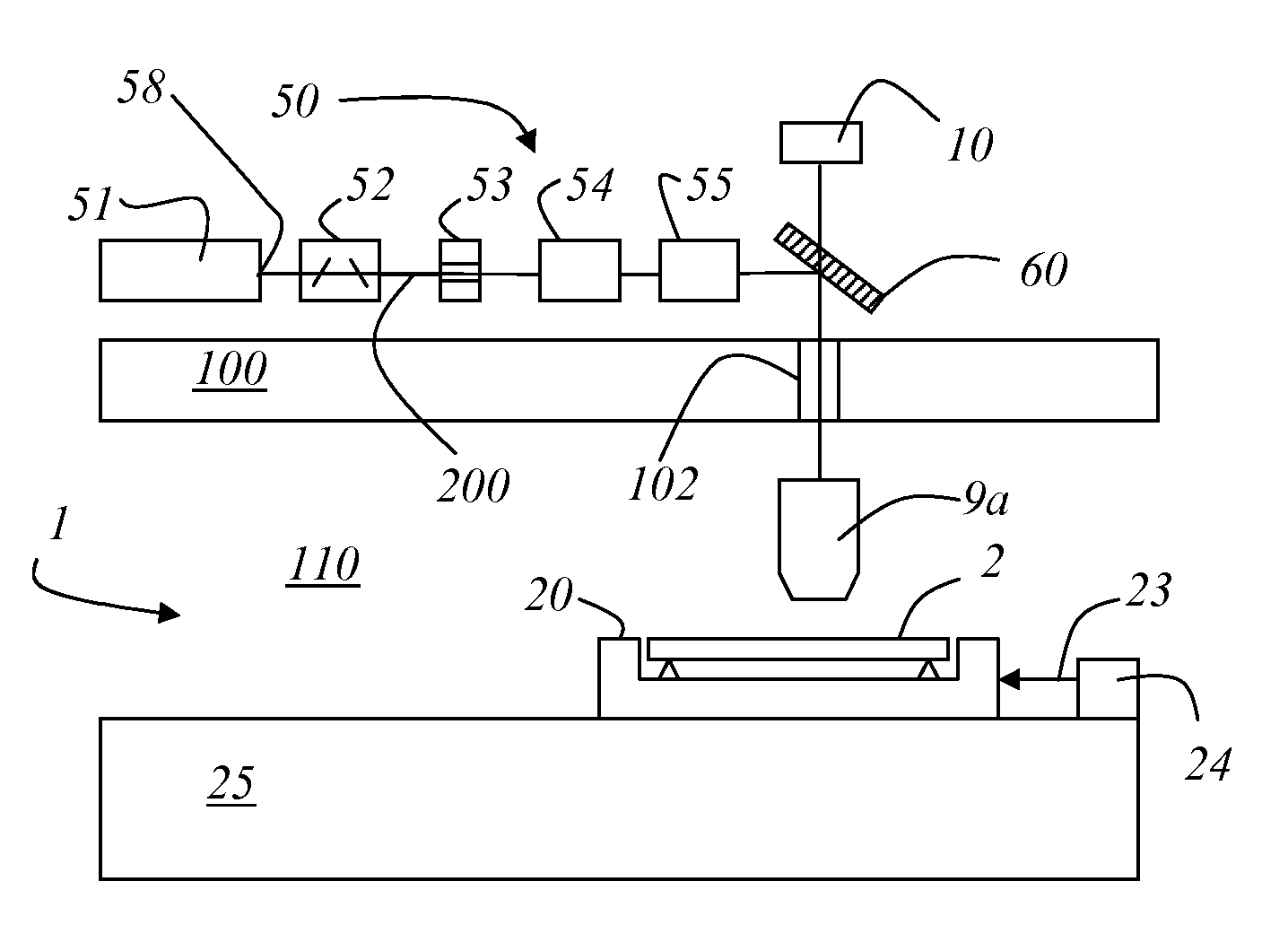 Device for determining the position of at least one structure on an object, use of an illumination apparatus with the device and use of protective gas with the device