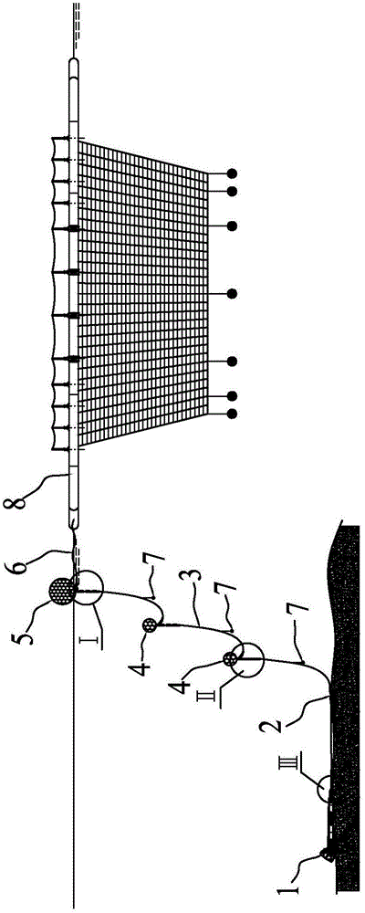 Net cage mooring anchor leg with power buffering function