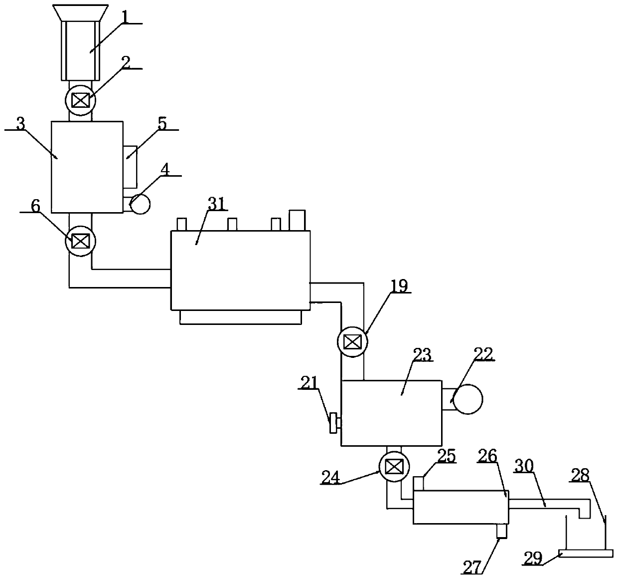 Waste circuit board two-stage type steel strip vacuum thermal decomposition device