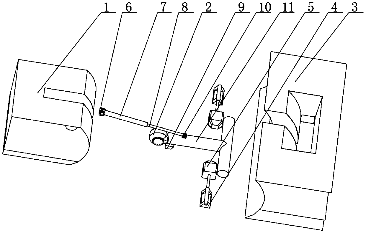 T-shaped hydraulic rotating arm type flexible connecting device and connecting method thereof