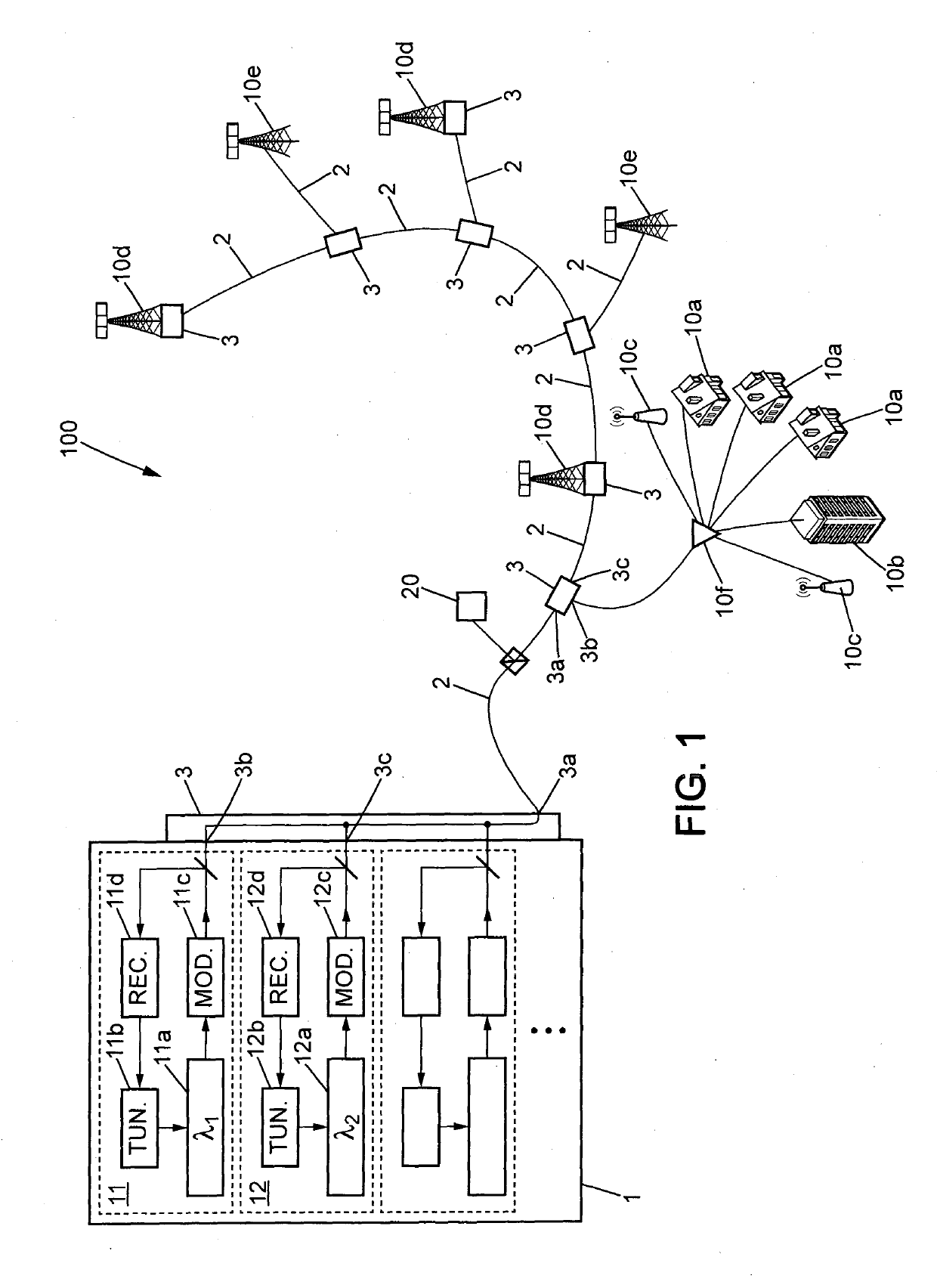 Process for detecting detuning at wavelength splitter in optical fibre transmission network and optical fibre transmission network