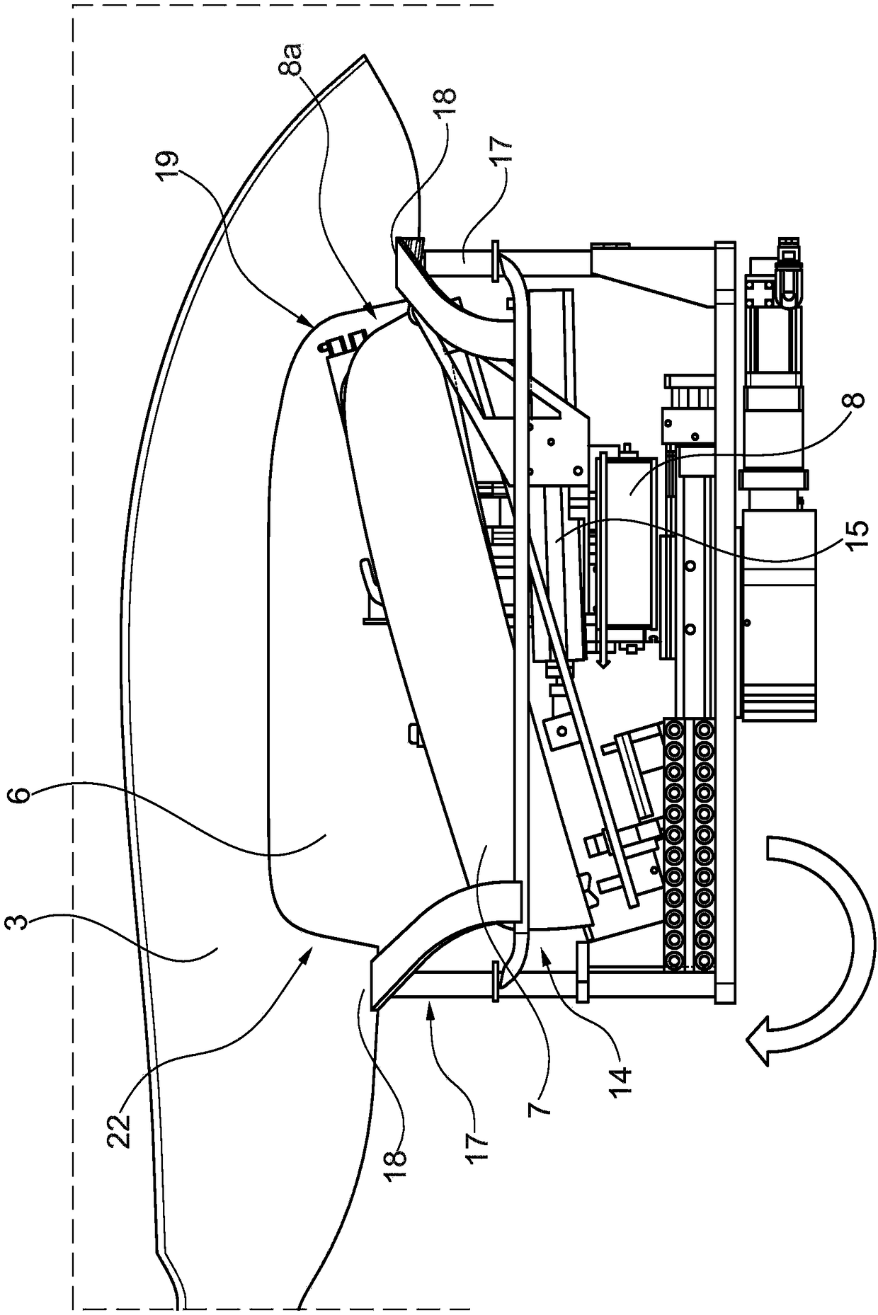 Method for loading and/or unloading a transport device at a receiving container