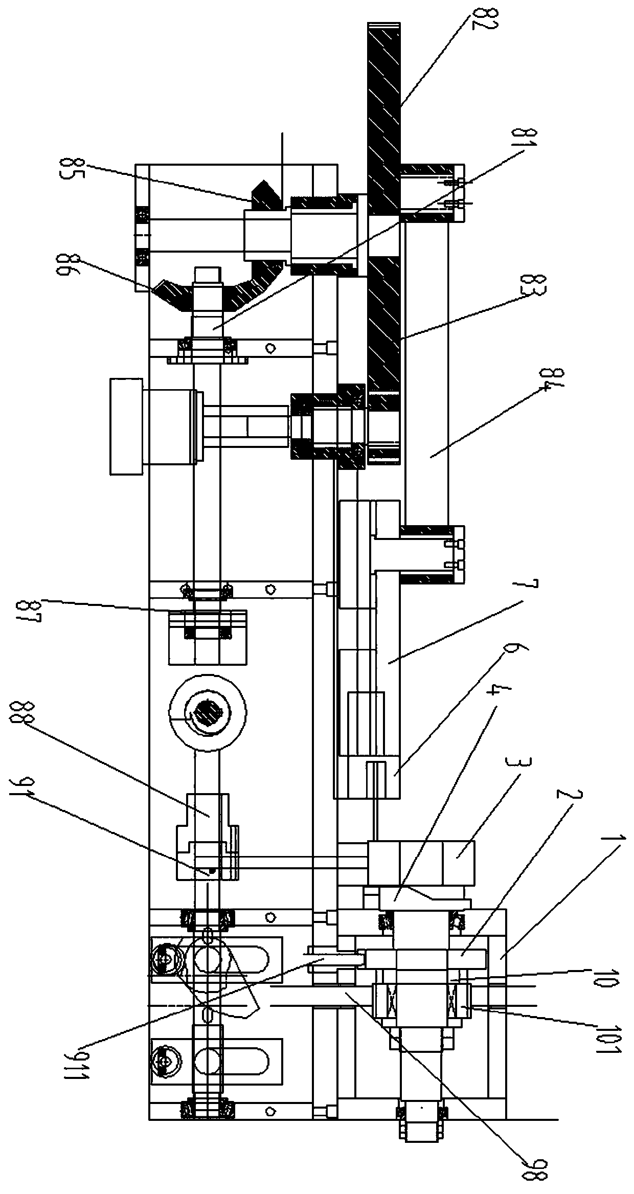 Double-length fine bar material diameter reducing device and diameter reducing method