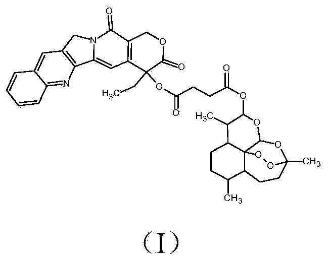 Camptothecin and artesunate conjugate, preparation method and application thereof