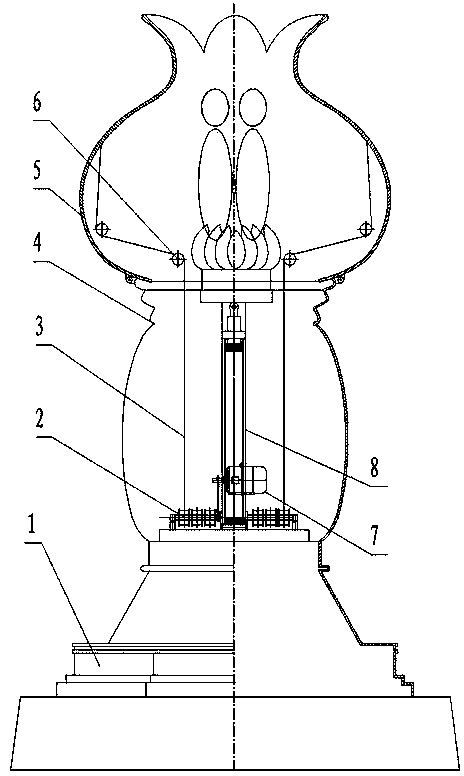 Opening and closing device of lotus