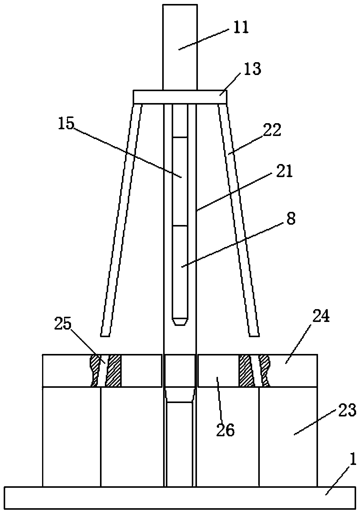 Stamping device special for glasses tube machining and using method thereof