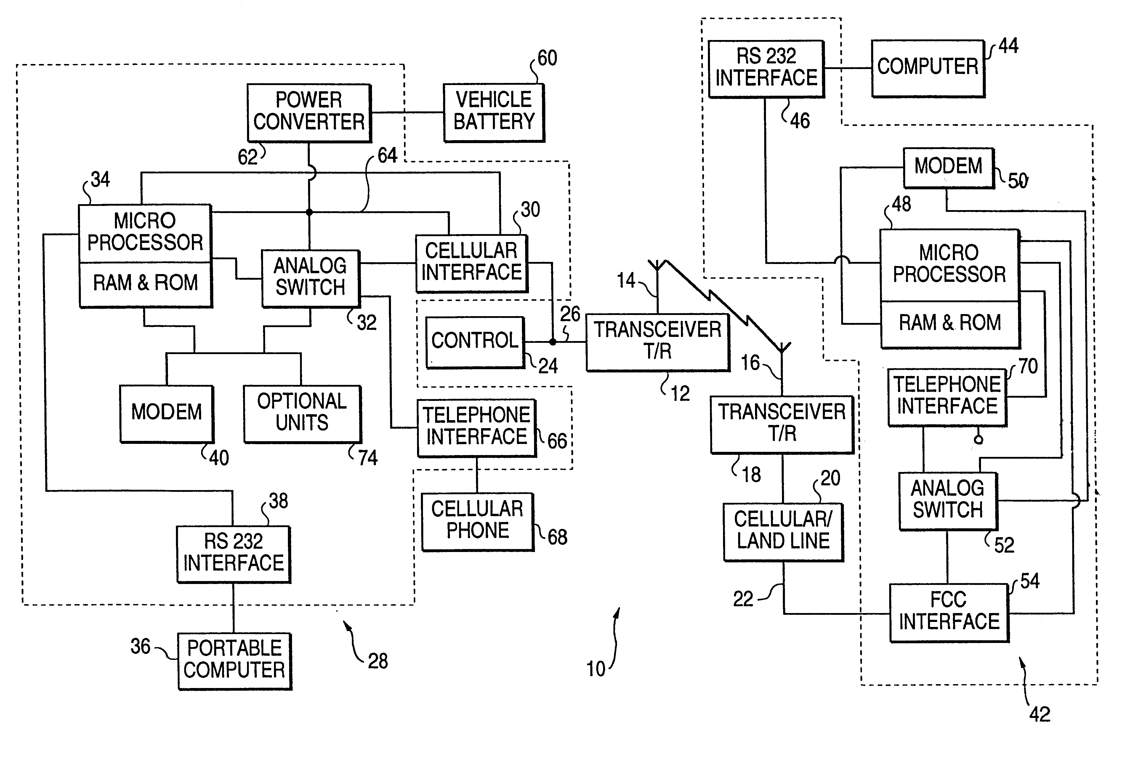 Cellular telephone data communication system and method