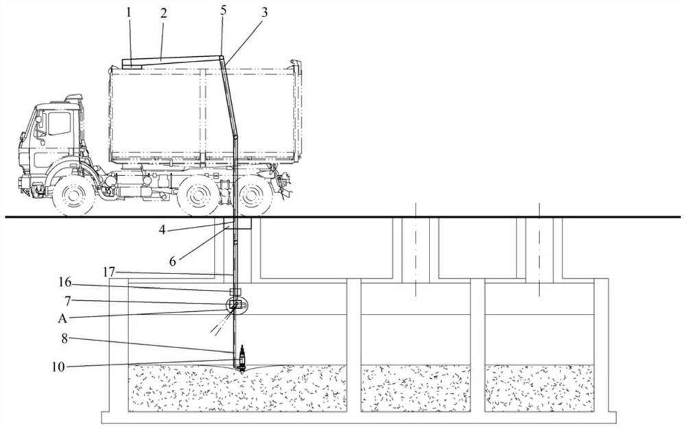 Septic tank sludge treatment vehicle with control arm