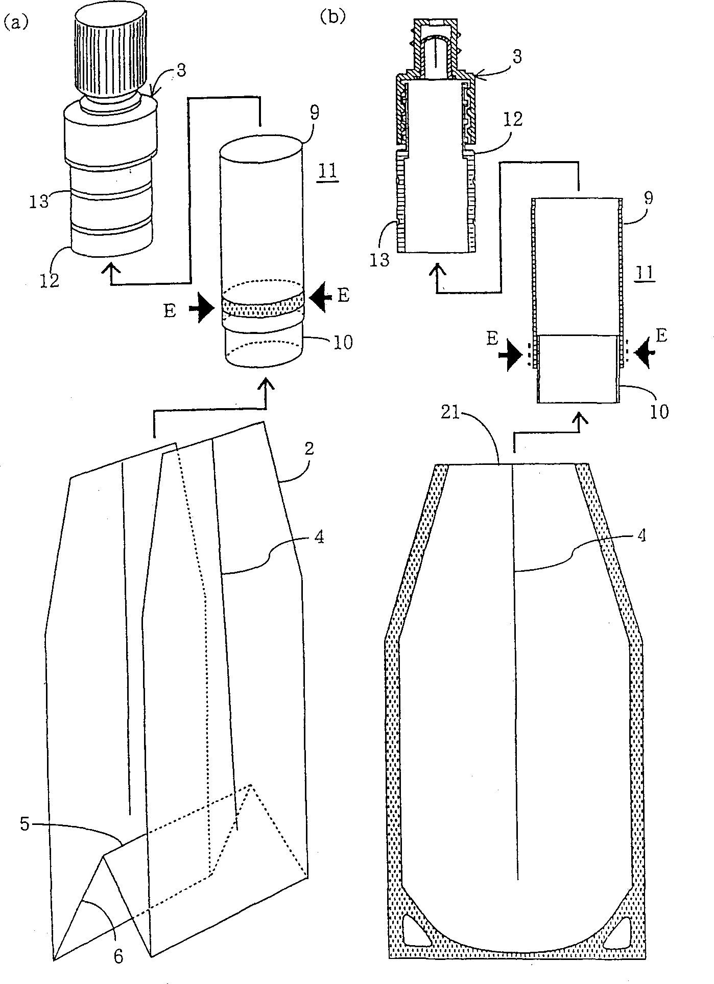 Self-standing bag container equipped with vacuum and flow rate control functions