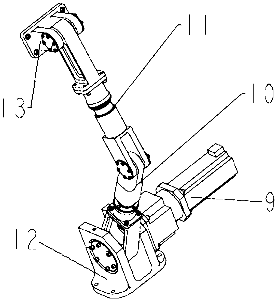 Symmetrical 4-degree of freedom series-parallel hybrid antenna structure system