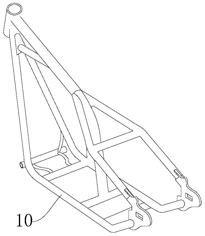 A motorcycle frame fatigue testing device