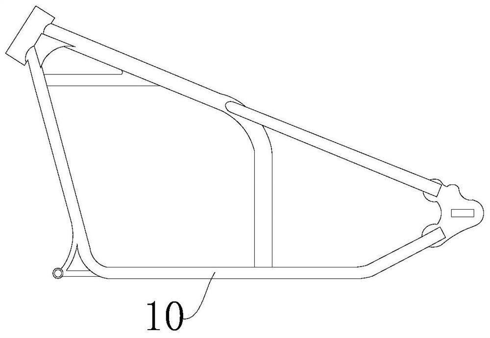 A motorcycle frame fatigue testing device