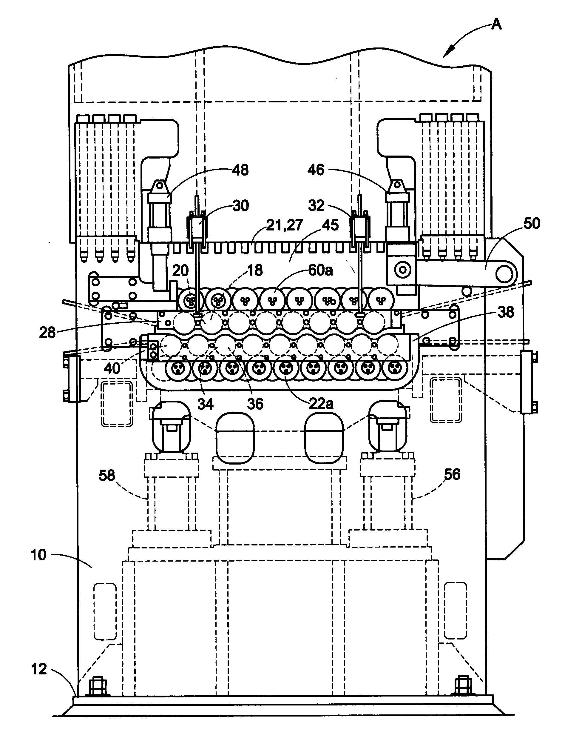 Cassette roller leveler with common back-up rolls