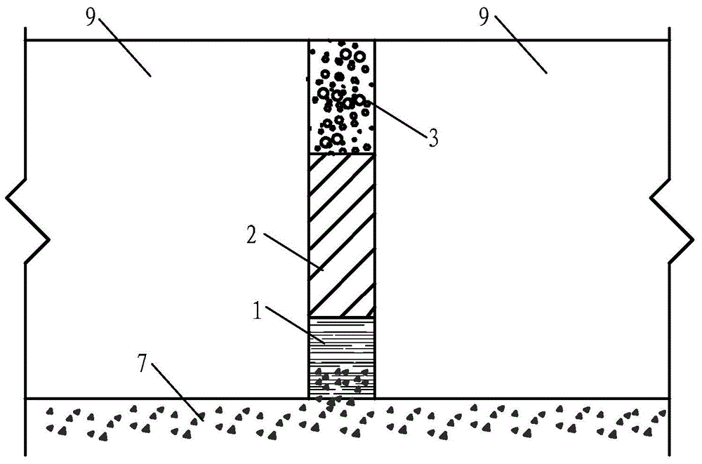 Gap filling structure and construction method for stone road surface