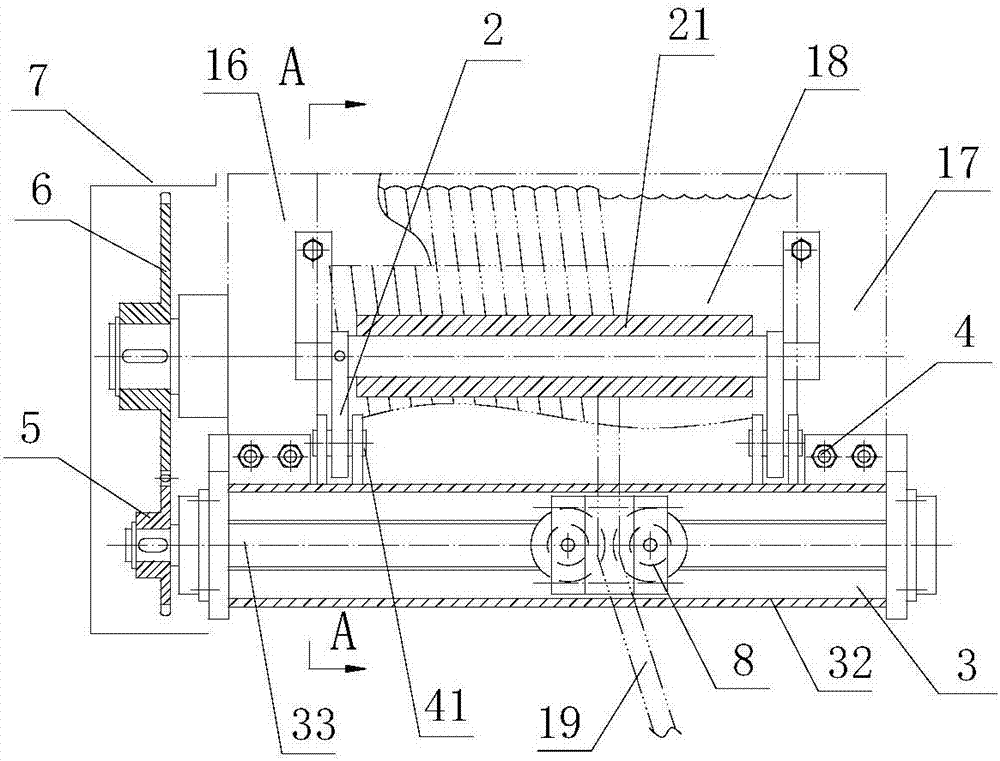 Rope guide device with casing pipe type rope-pressing device and thread guide mechanism