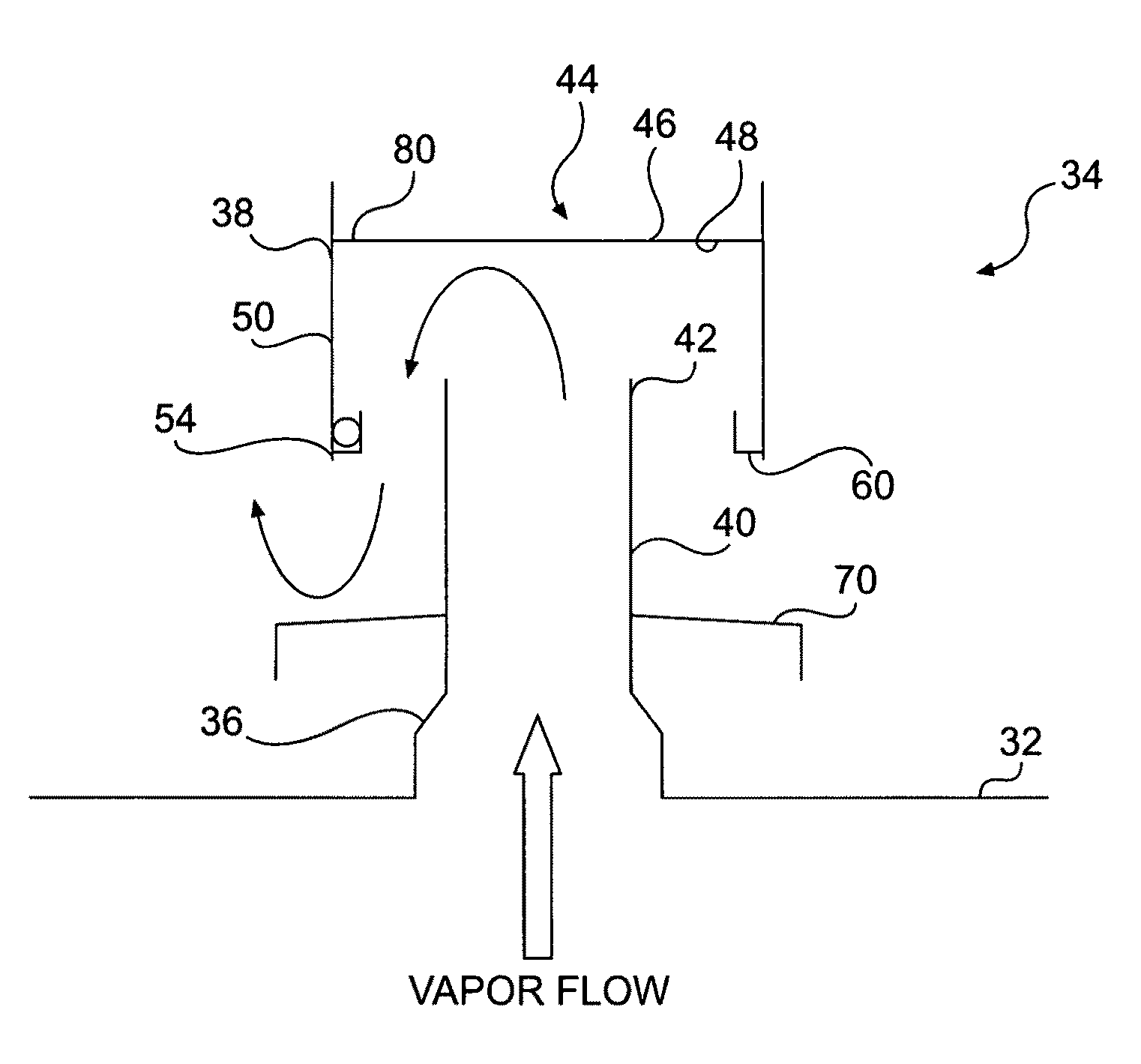 De-entrainment tray for high capacity operation