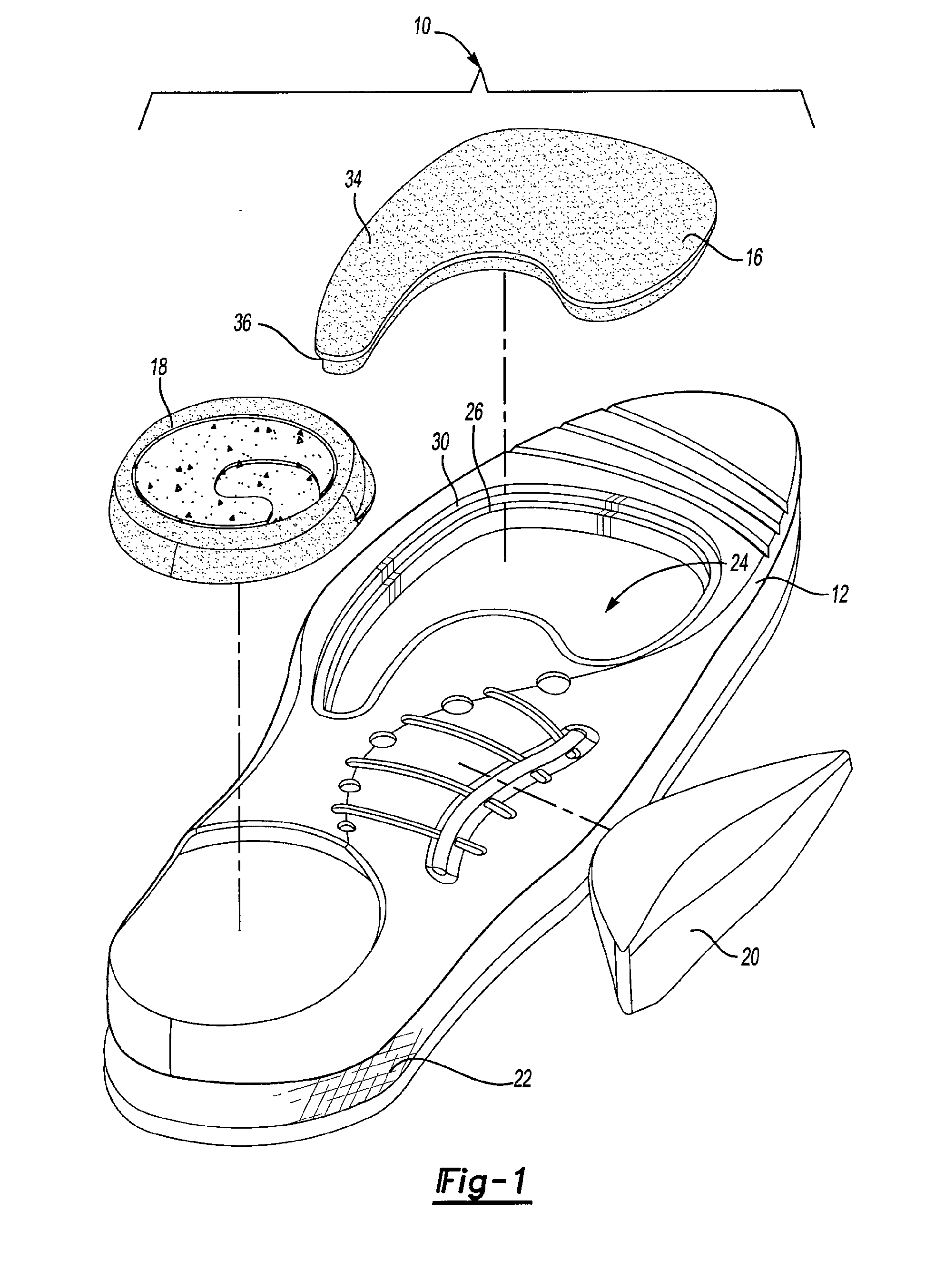 Integral insole with multiple areas of different resiliency and method of making the insole