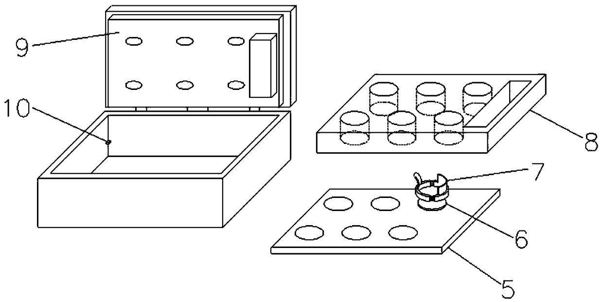 Portable box for storing fixing agent