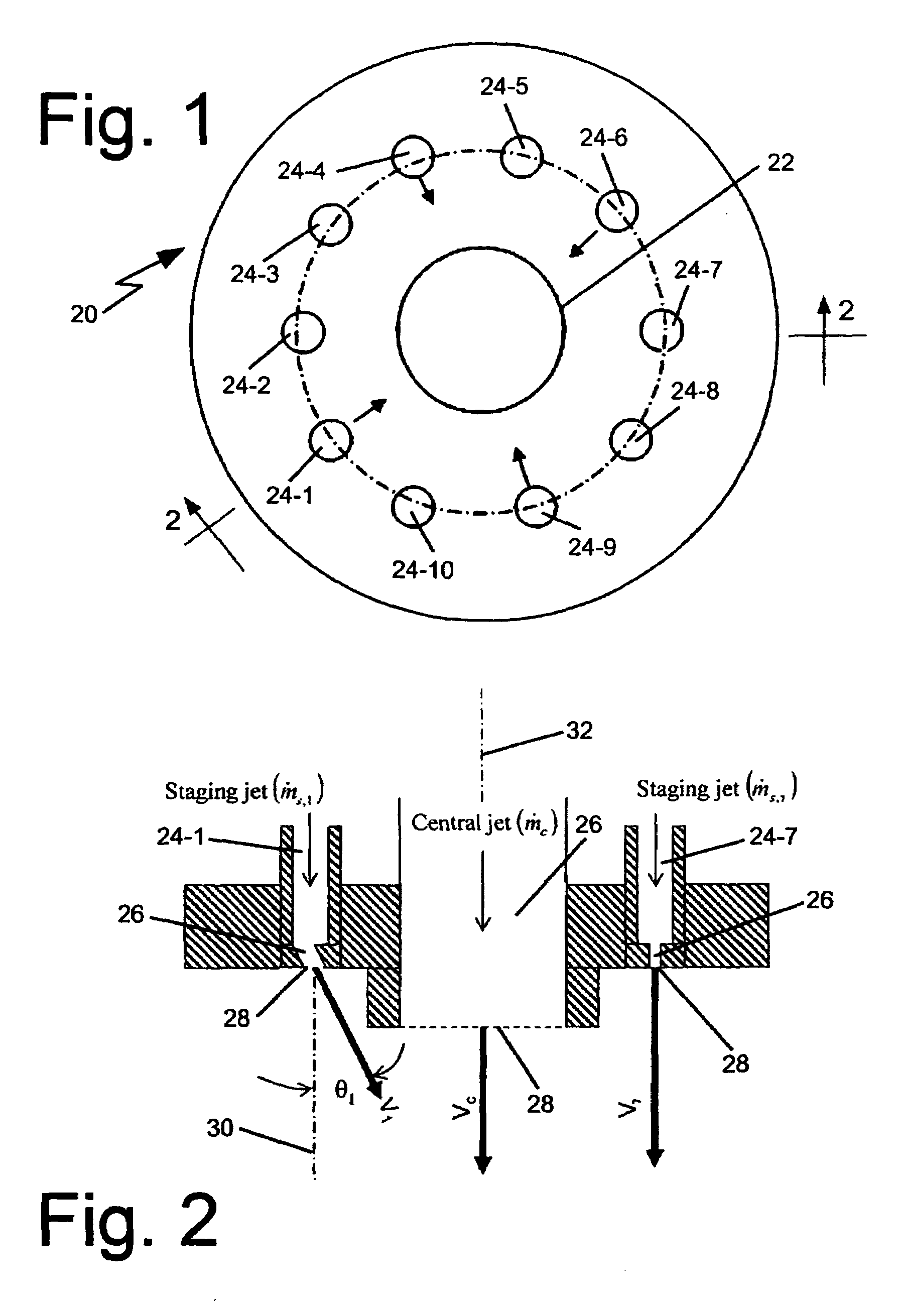 Low NOx staged fuel injection burner for creating plug flow