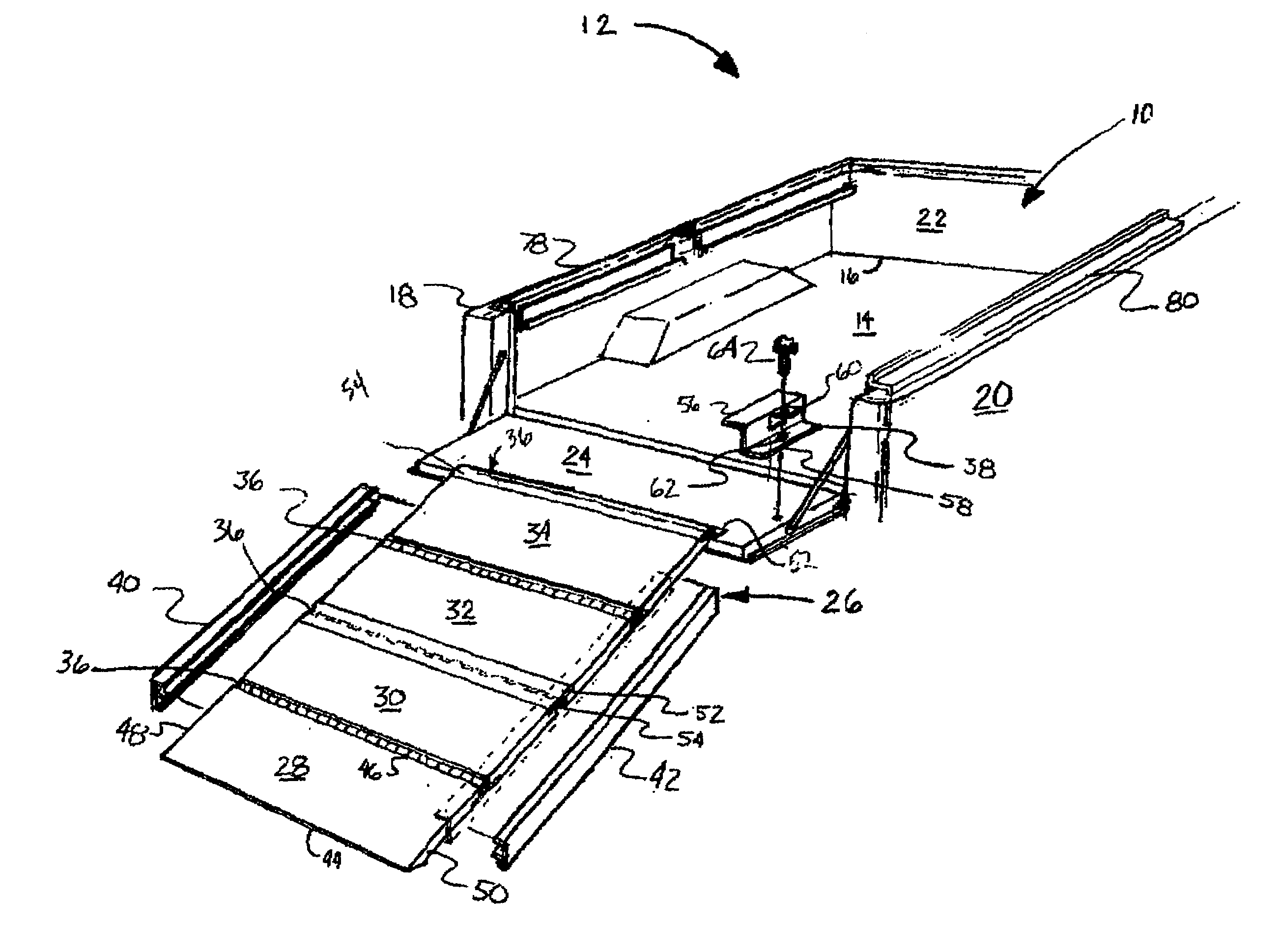 Automotive stowable ramp device