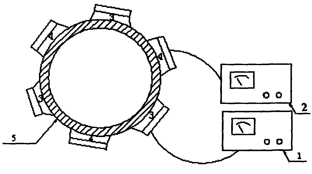 Ultrasonic sterilizing and algae removing method for industrial circulating cooling water system