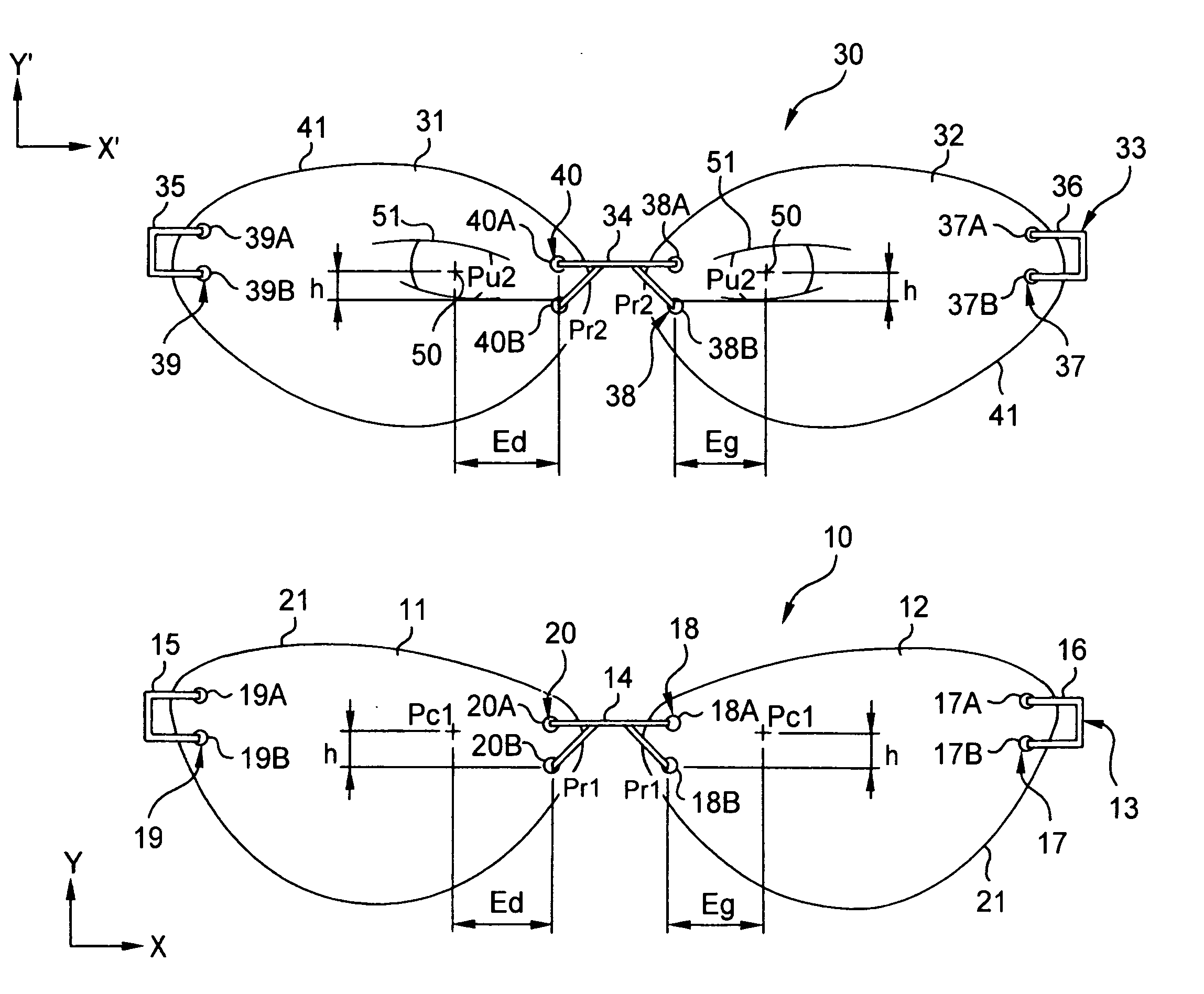 Method of Centering an Ophthalmic Lens on a Rimless Frame