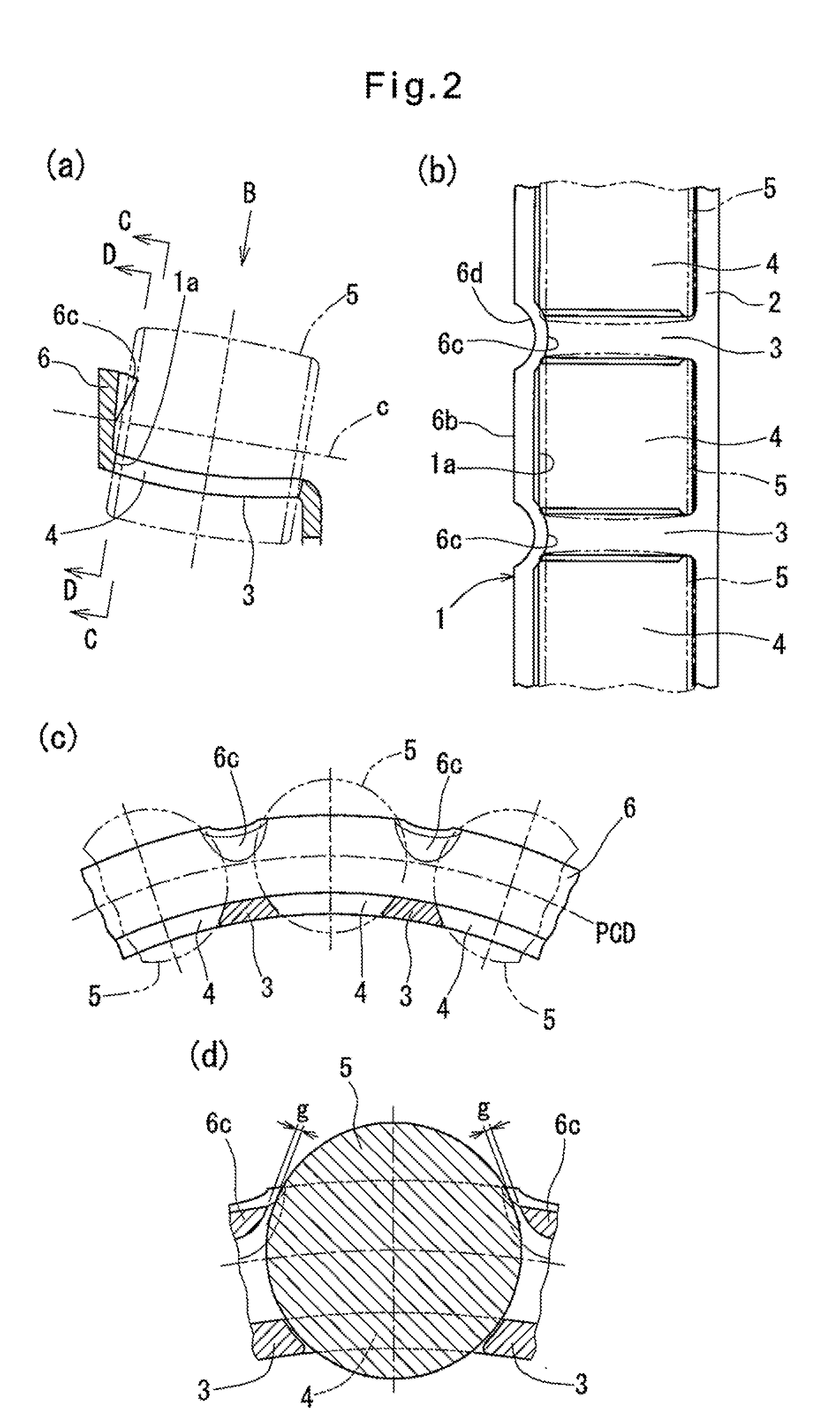 Punched retainer, self-aligning roller bearing, and method of manufacturing punched retainer