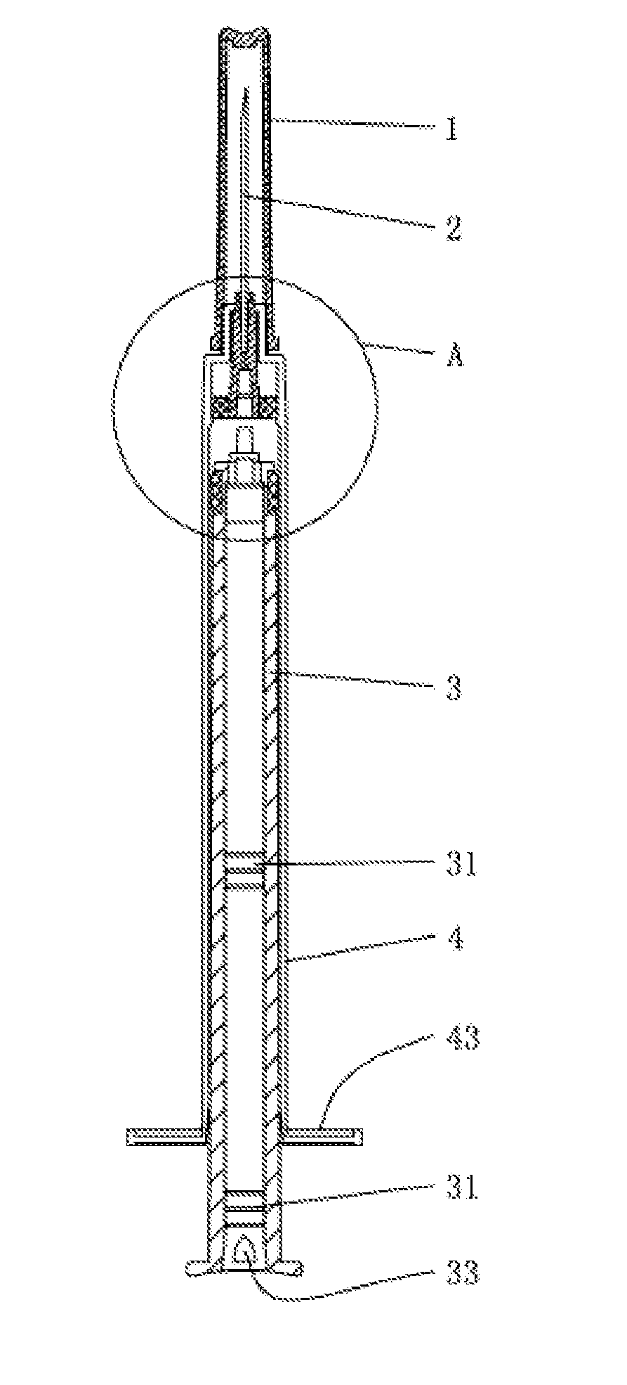 Pneumatic retractable self-destructing injection device