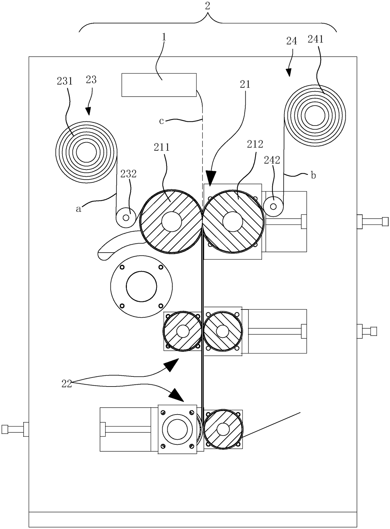 Full-automatic rolling composite molding machine for plastic sheet double-sided composite materials