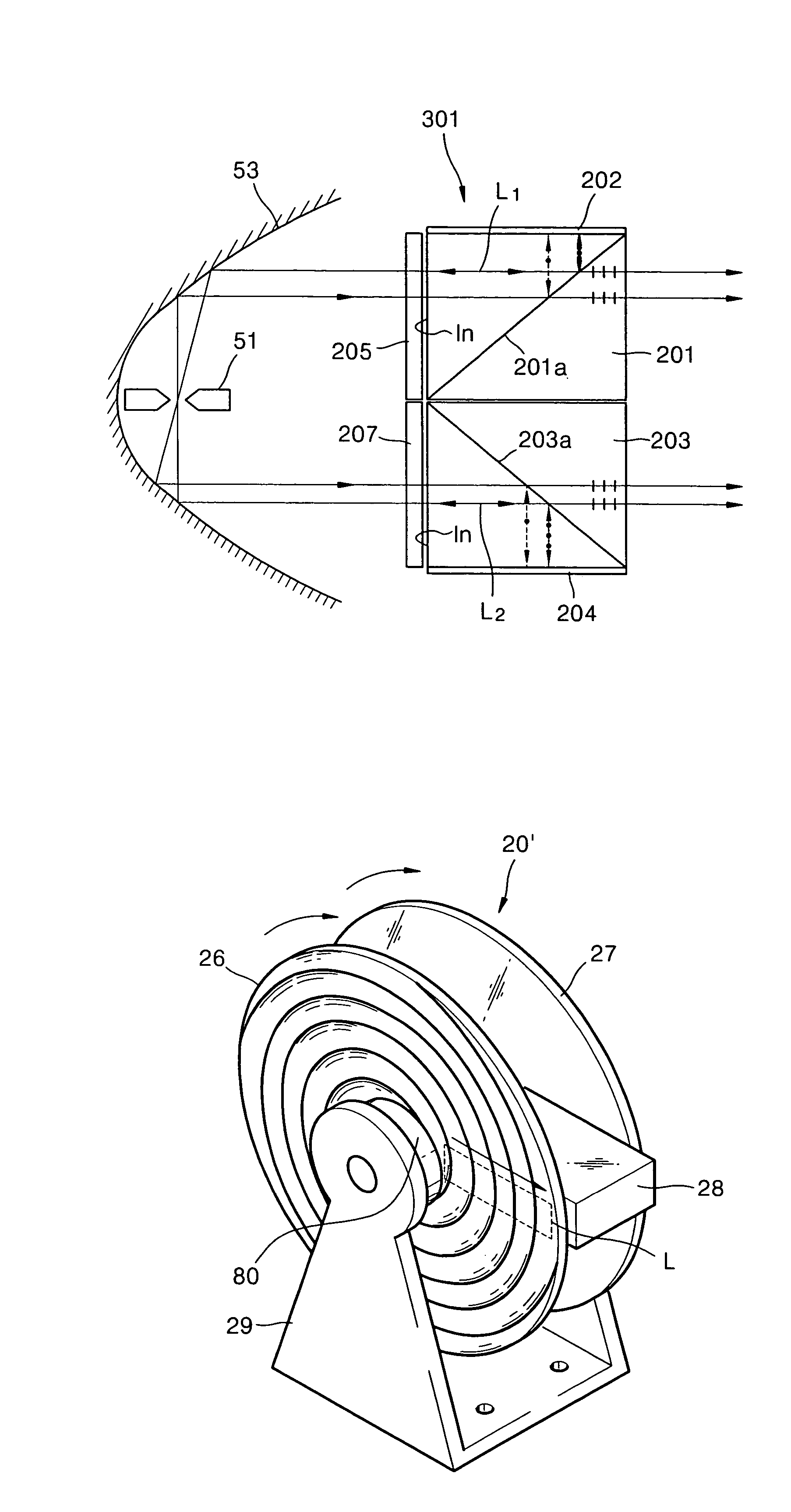 Projection system with scrolling unit