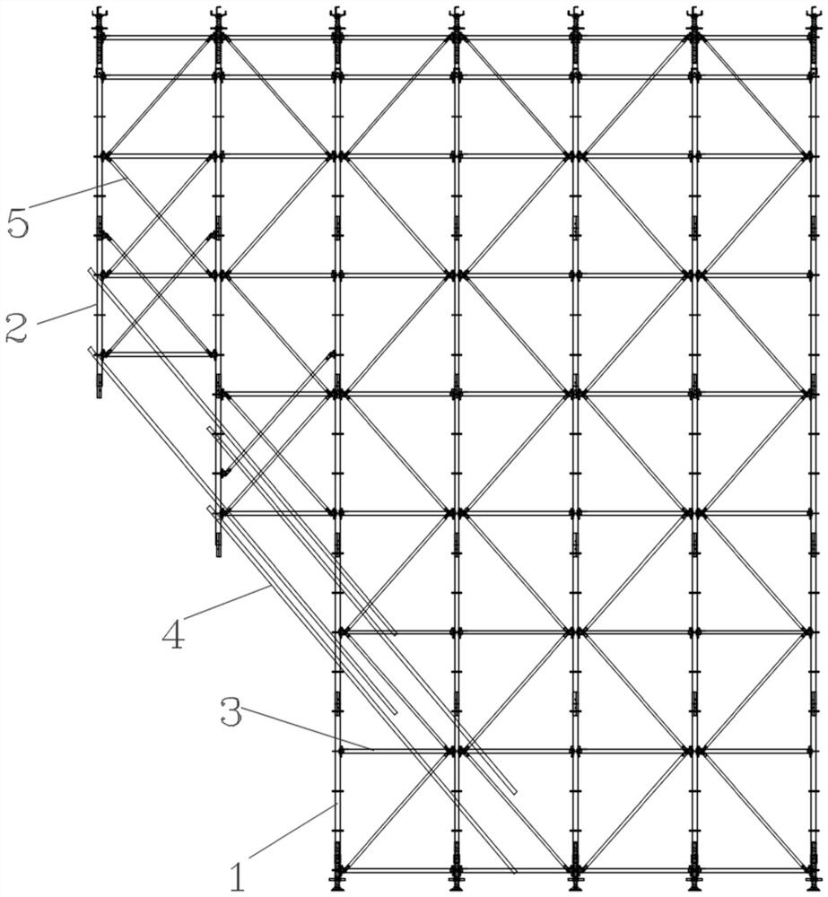 Restricted space cantilever plate scaffold structure and construction method thereof