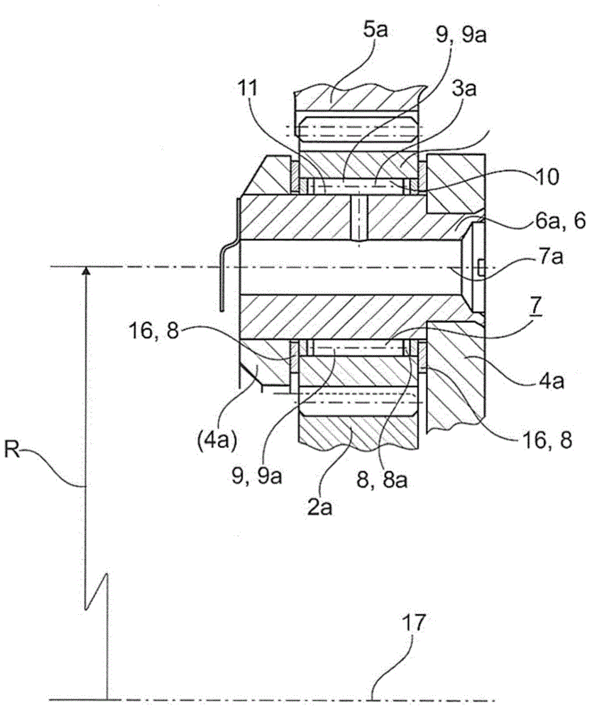 Device with elements which can be moved relative to one another, preferably a planetary drive