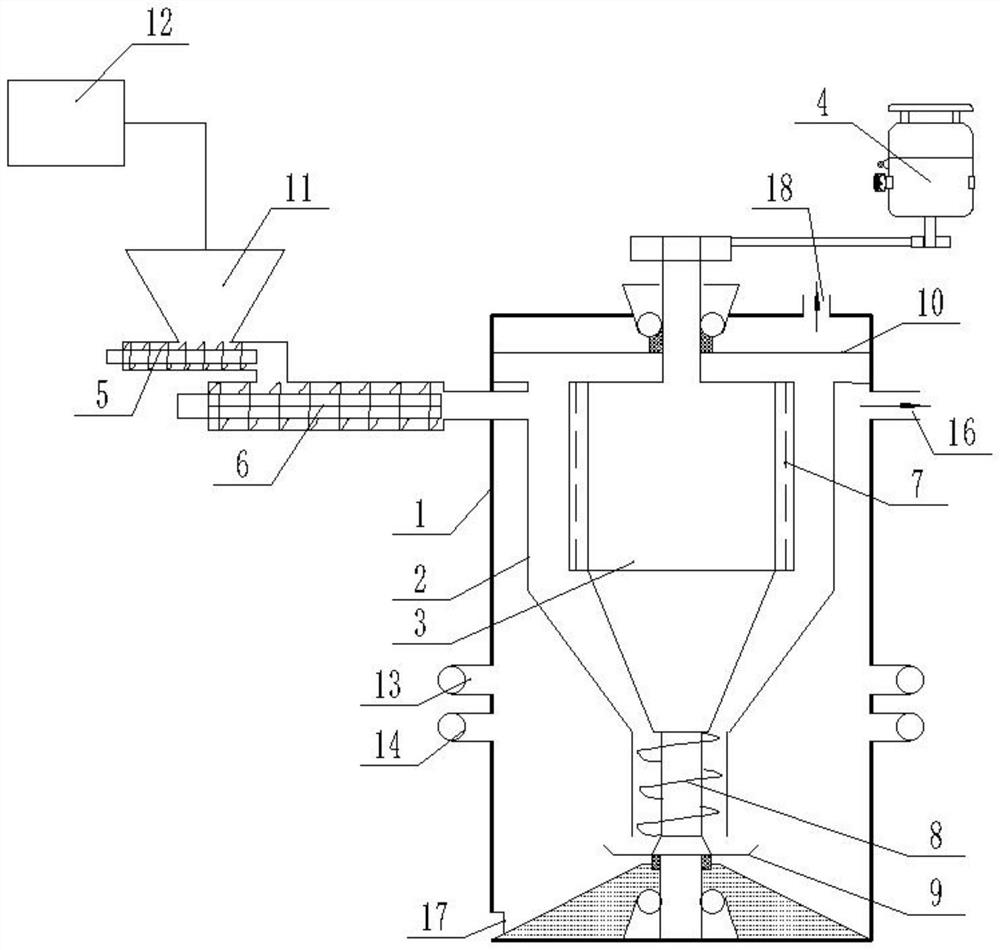 Self-heating vertical axial flow roller ablation pyrolytic reaction device