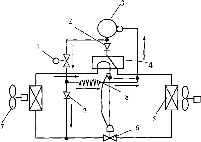 Hot air bypassing continuous heat-supply and defrost cycle structure of air conditioner