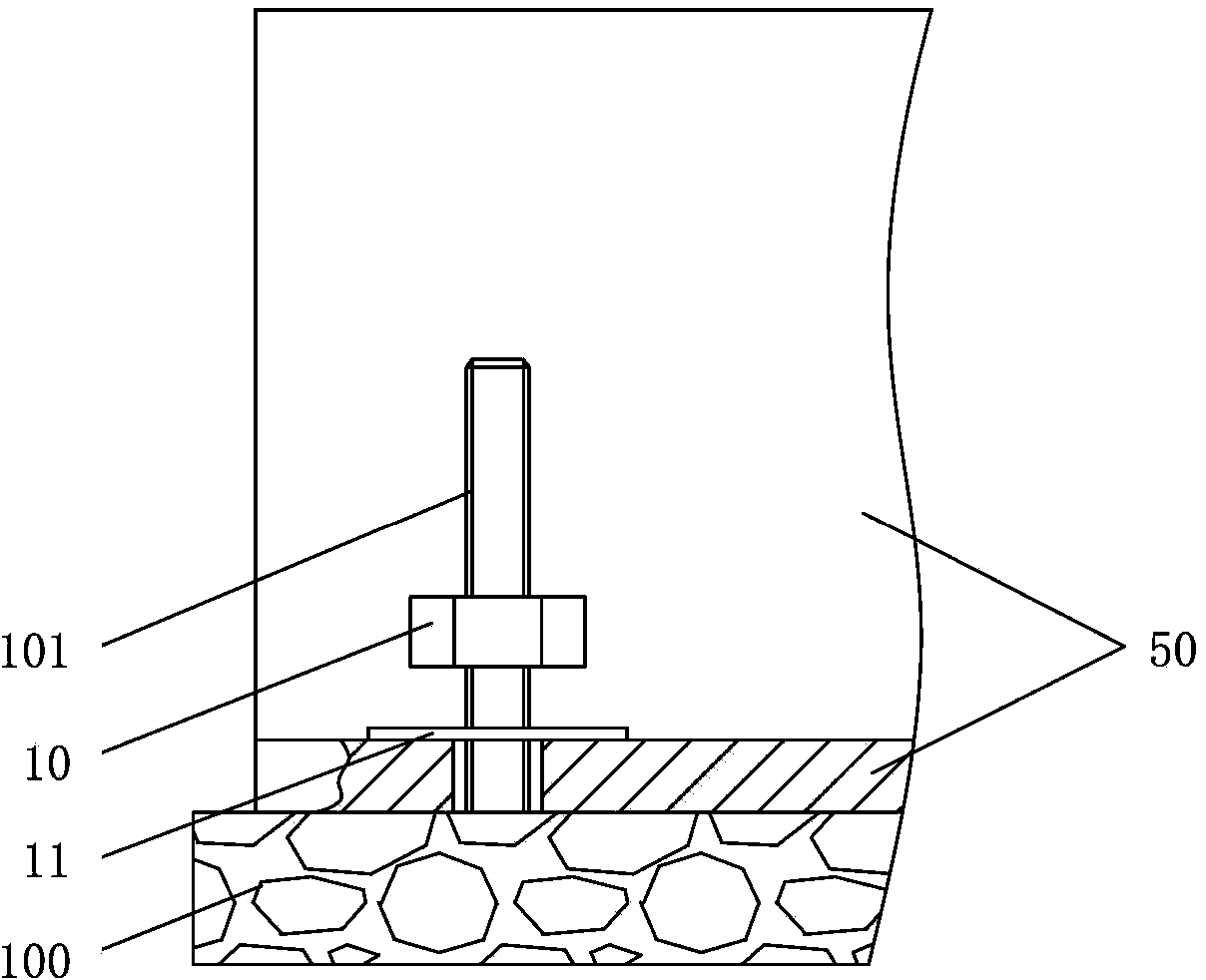 Construction method of installation equipment without sizing block