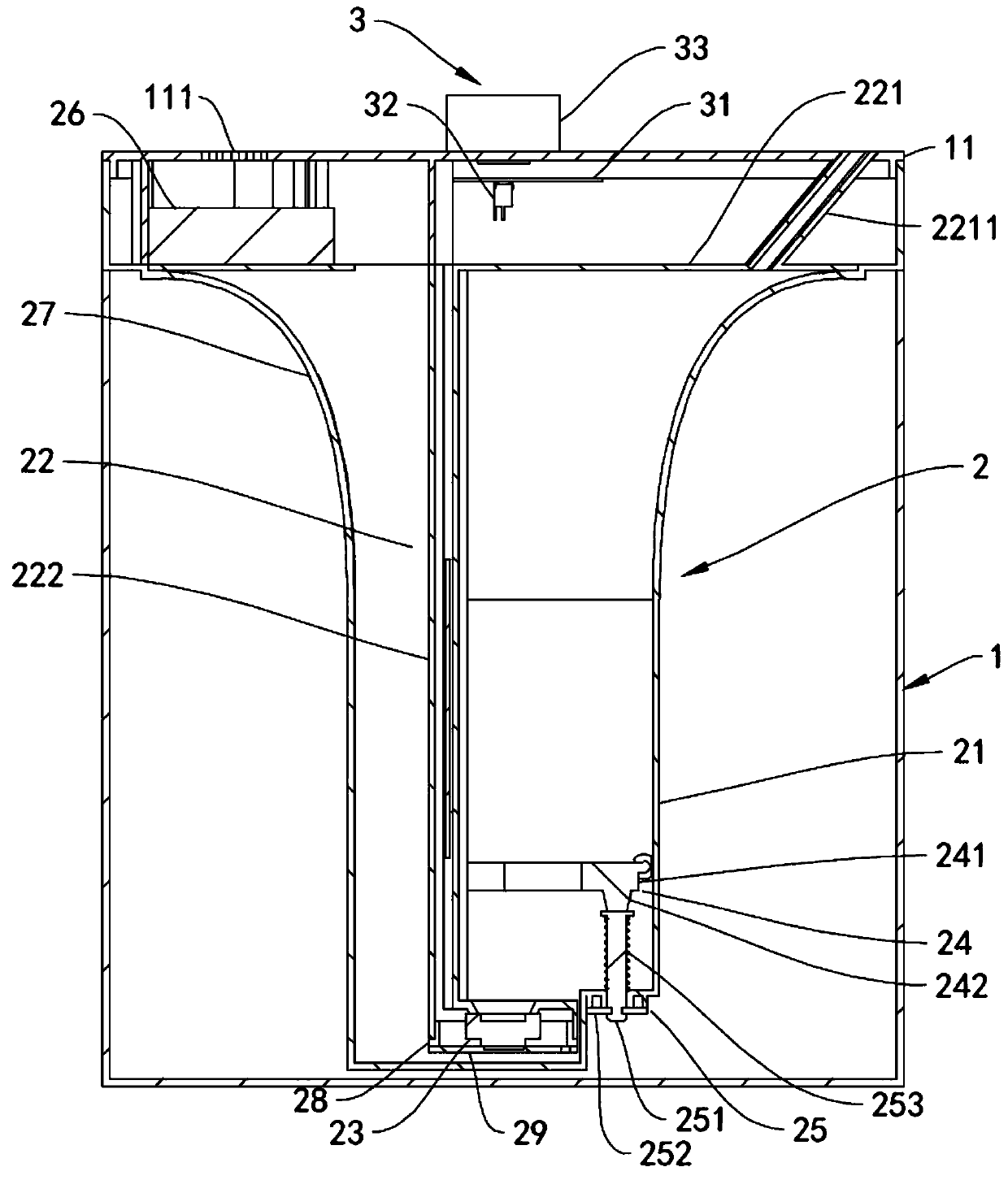 Overhead type upper water adding humidifier