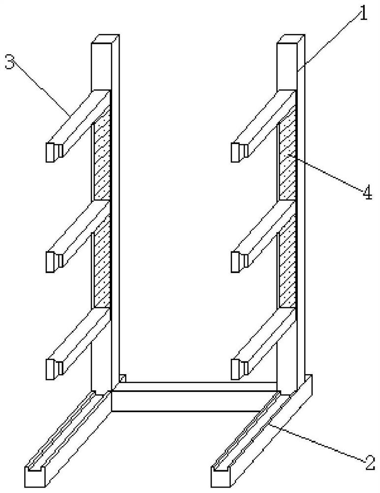 Wood material storage shelf lifting device