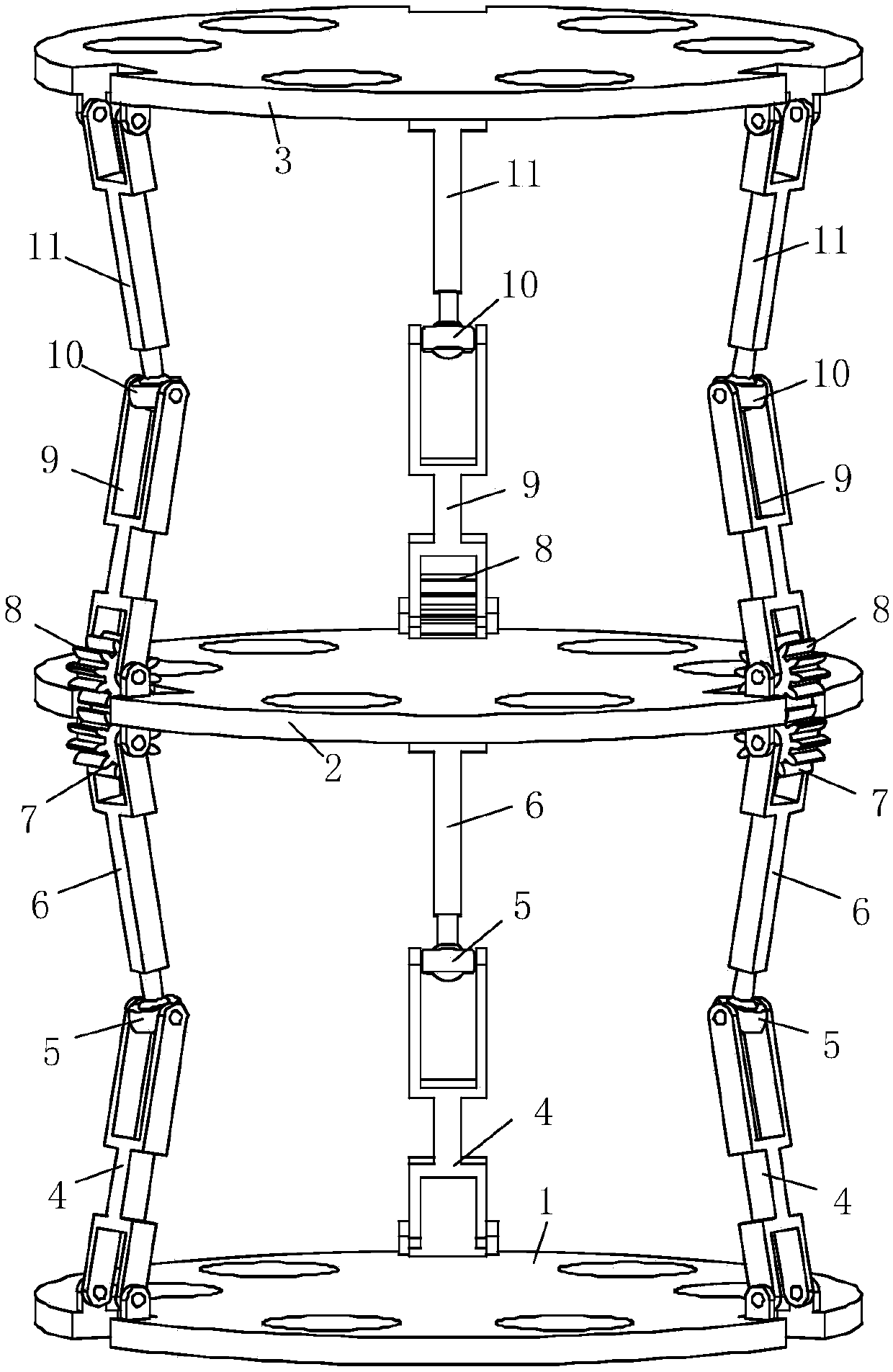 Gear type multi-level coupling parallel mechanism