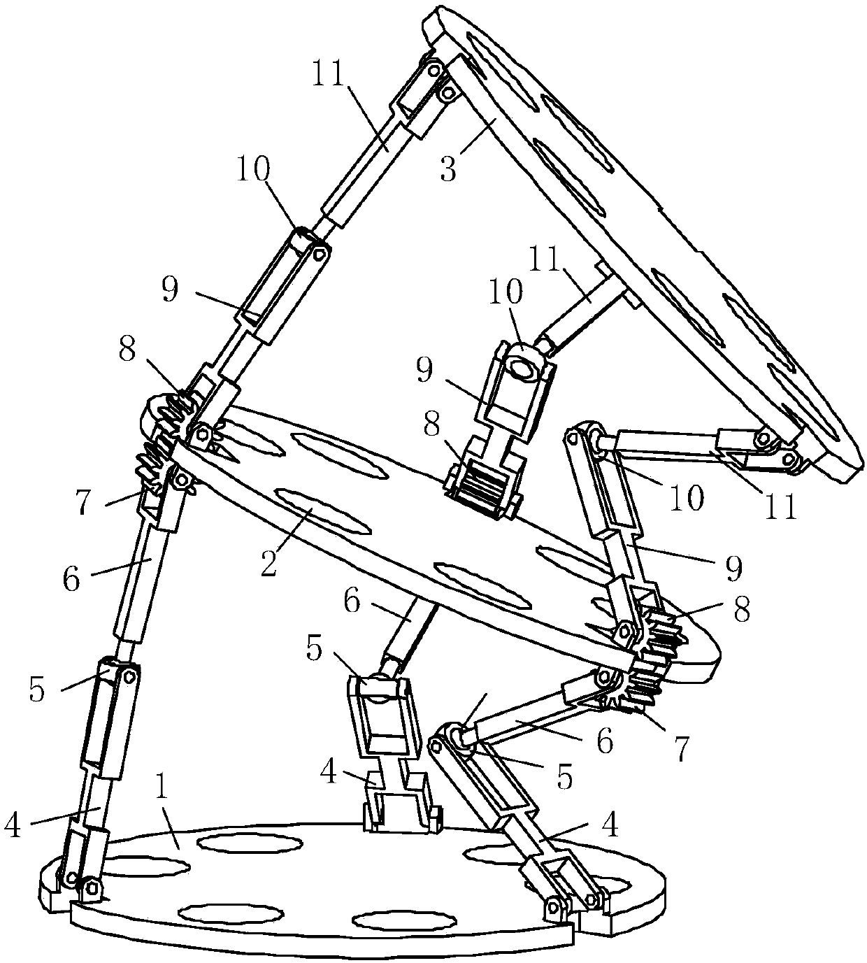 Gear type multi-level coupling parallel mechanism