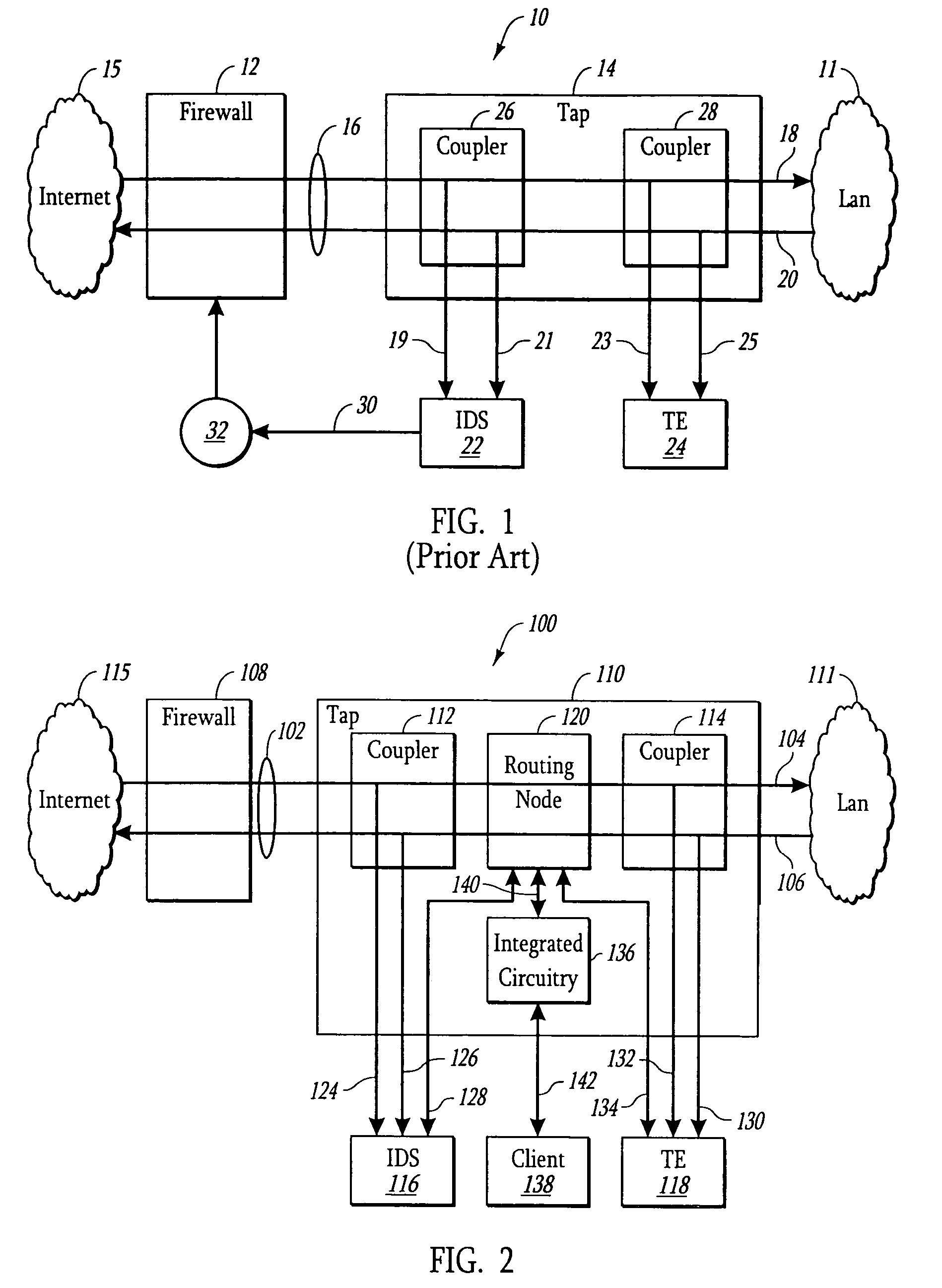 Network tap with integrated circuitry