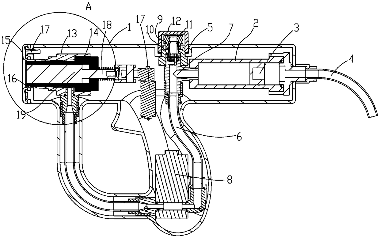 Spray gun of intensive spraying massager and intensive spraying massager