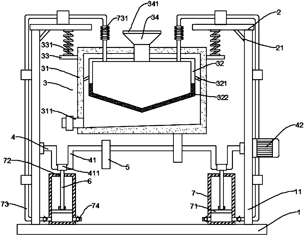 High-effective traditional Chinese medicine liquid residue filtering device having structure of inner and outer boxes