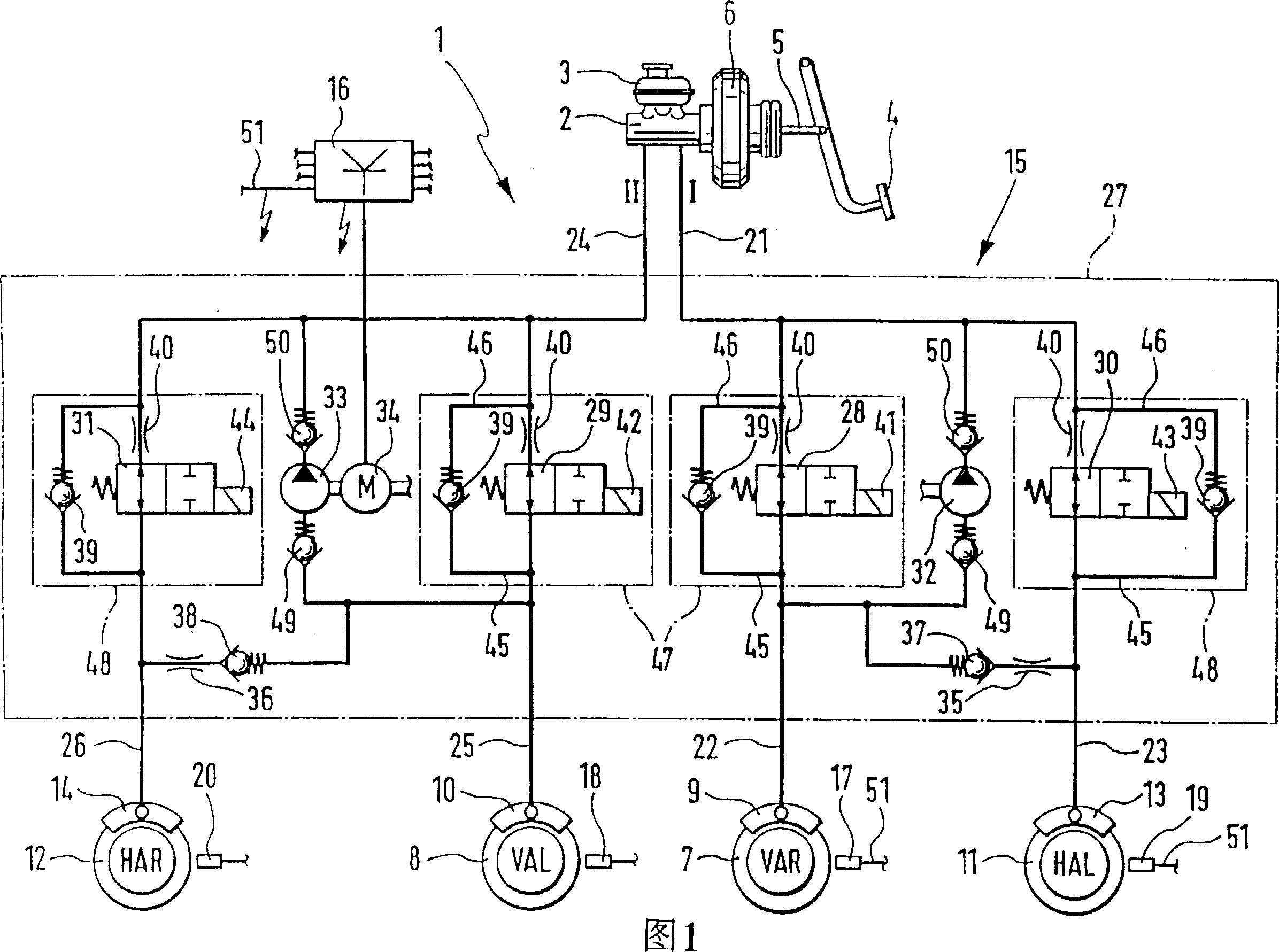 Hydraulic vehicle braking system with anti-locking arrangement