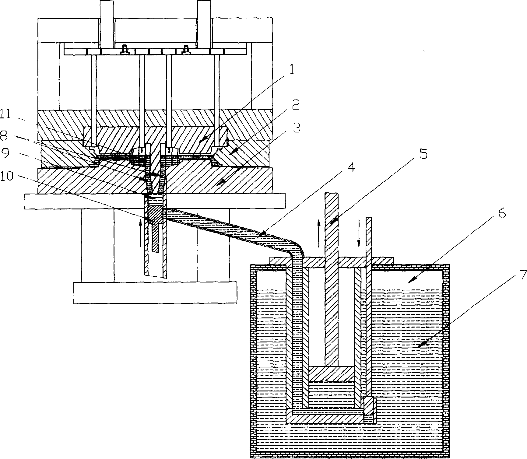 Indirect extrusion casting process