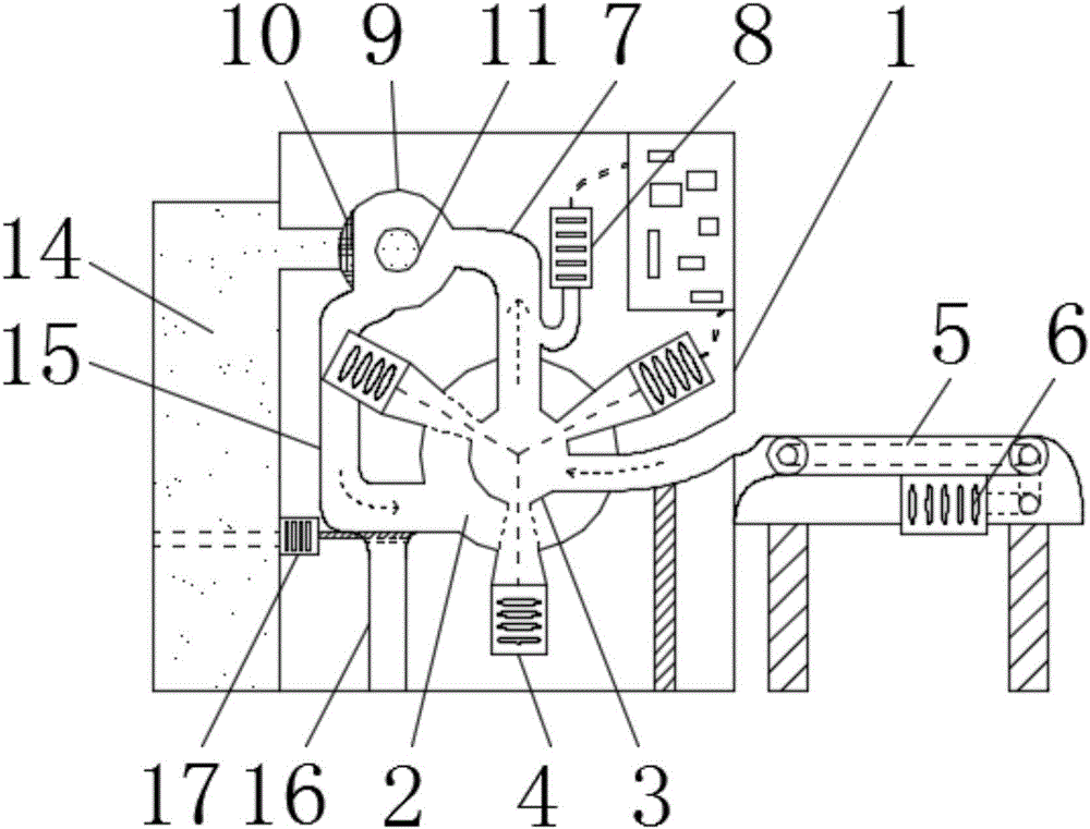 Airflow-type lithium feldspar smashing device