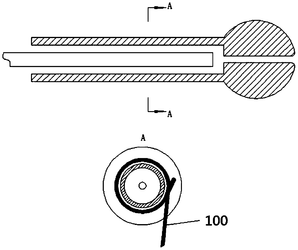 Optical fiber catheter intervening Schlemm's canal and preparation process of button-head